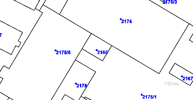 Parcela st. 2165 v KÚ Chomutov I, Katastrální mapa