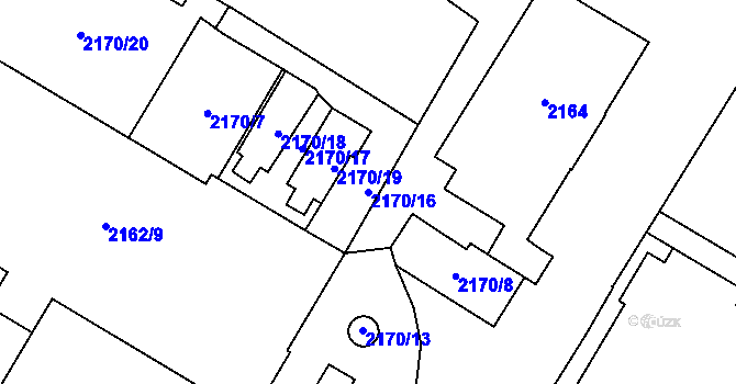 Parcela st. 2170/16 v KÚ Chomutov I, Katastrální mapa