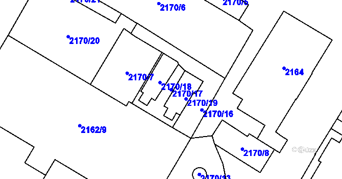 Parcela st. 2170/17 v KÚ Chomutov I, Katastrální mapa
