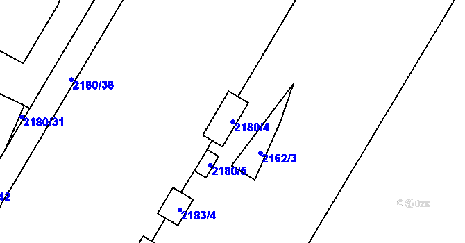 Parcela st. 2180/4 v KÚ Chomutov I, Katastrální mapa