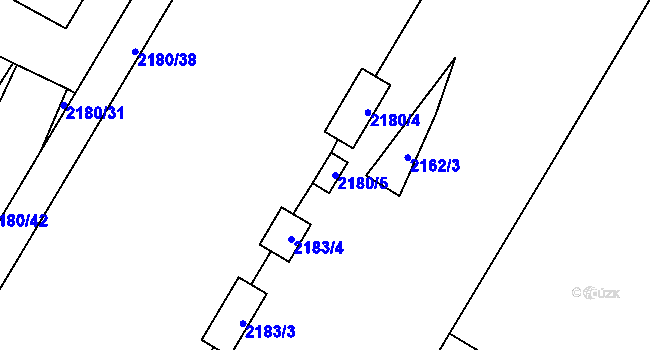 Parcela st. 2180/5 v KÚ Chomutov I, Katastrální mapa