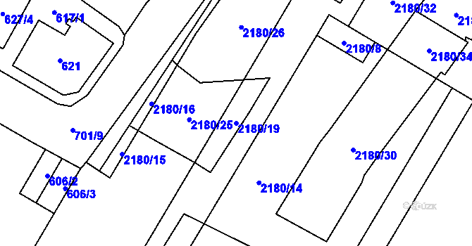 Parcela st. 2180/19 v KÚ Chomutov I, Katastrální mapa