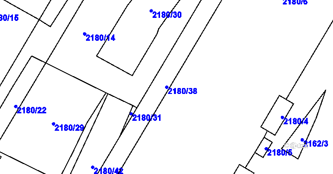 Parcela st. 2180/38 v KÚ Chomutov I, Katastrální mapa