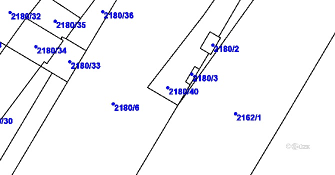 Parcela st. 2180/40 v KÚ Chomutov I, Katastrální mapa