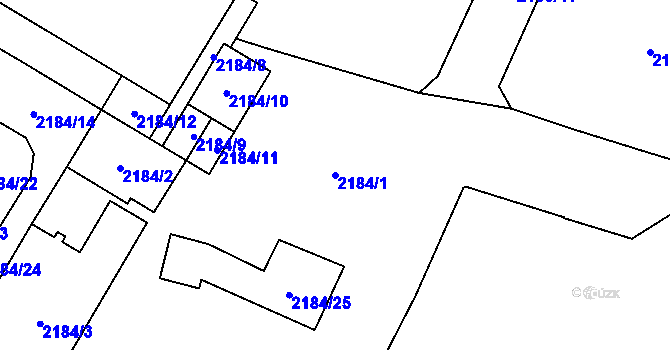 Parcela st. 2184/1 v KÚ Chomutov I, Katastrální mapa