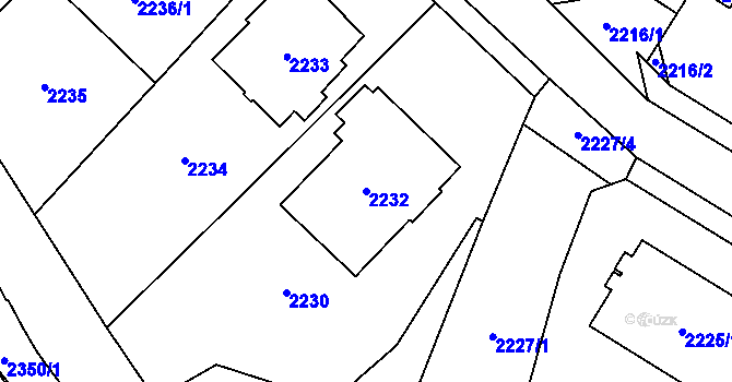 Parcela st. 2232 v KÚ Chomutov I, Katastrální mapa