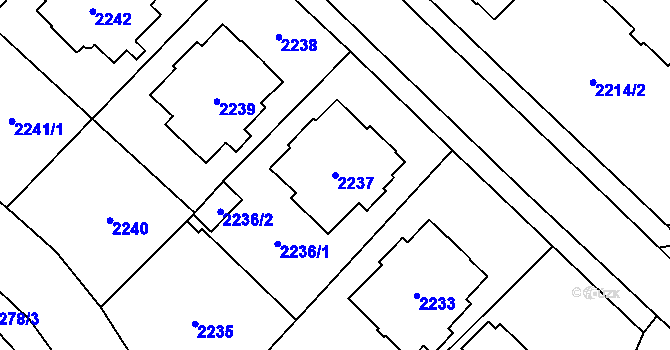 Parcela st. 2237 v KÚ Chomutov I, Katastrální mapa