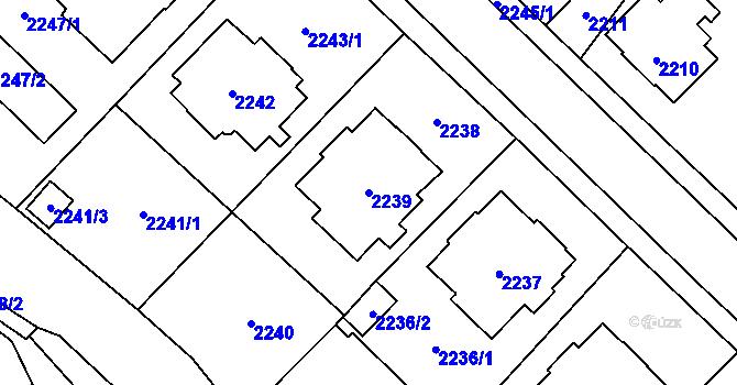 Parcela st. 2239 v KÚ Chomutov I, Katastrální mapa