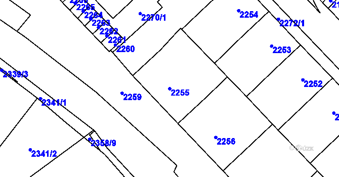 Parcela st. 2255 v KÚ Chomutov I, Katastrální mapa