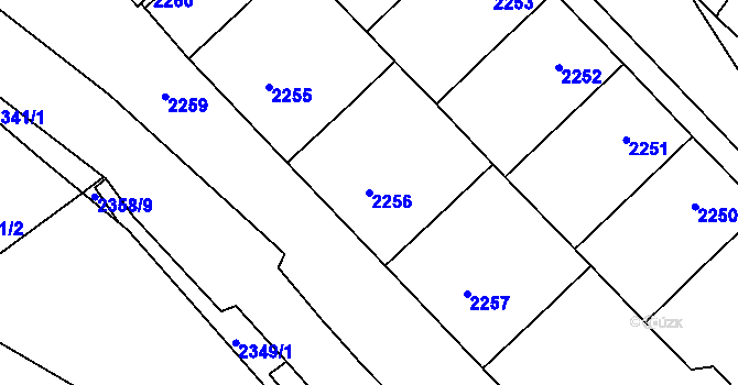 Parcela st. 2256 v KÚ Chomutov I, Katastrální mapa