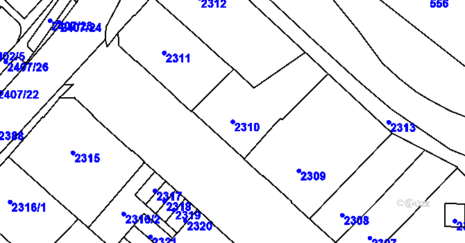 Parcela st. 2310 v KÚ Chomutov I, Katastrální mapa