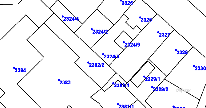 Parcela st. 2324/3 v KÚ Chomutov I, Katastrální mapa