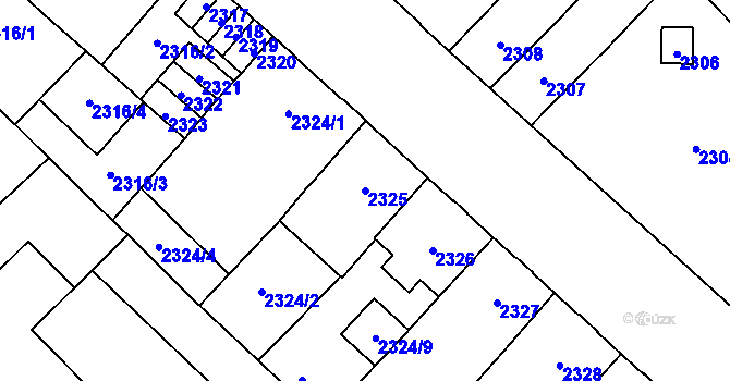 Parcela st. 2325 v KÚ Chomutov I, Katastrální mapa