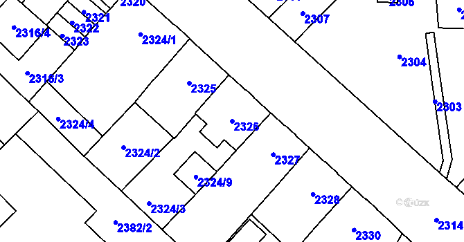 Parcela st. 2326 v KÚ Chomutov I, Katastrální mapa
