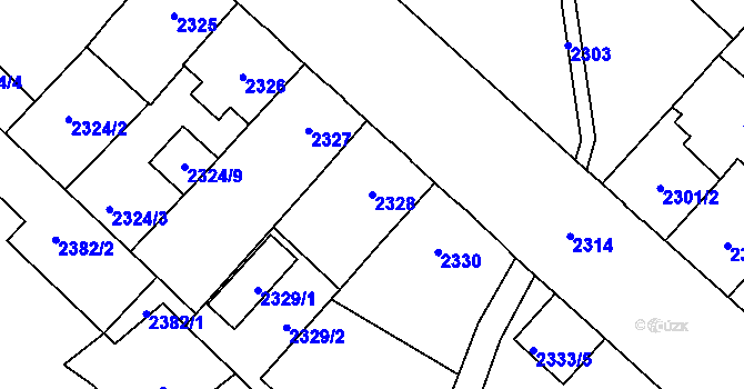 Parcela st. 2328 v KÚ Chomutov I, Katastrální mapa