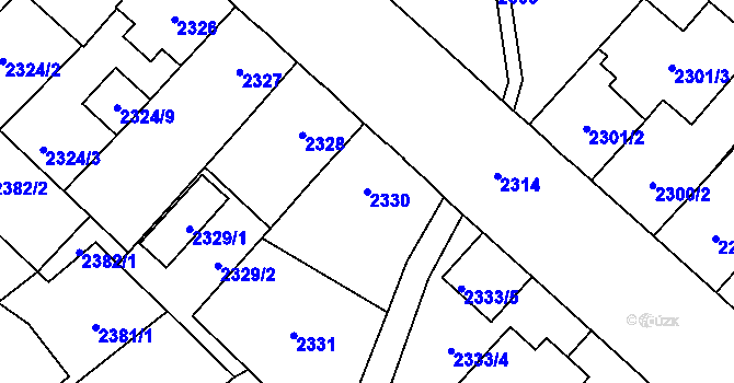 Parcela st. 2330 v KÚ Chomutov I, Katastrální mapa