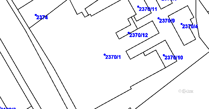 Parcela st. 2370/1 v KÚ Chomutov I, Katastrální mapa