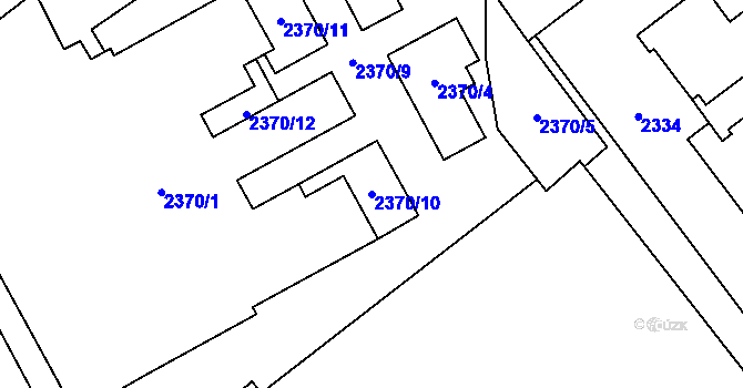Parcela st. 2370/10 v KÚ Chomutov I, Katastrální mapa