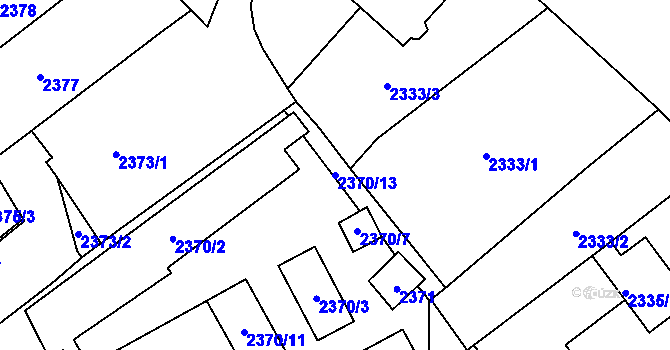 Parcela st. 2370/13 v KÚ Chomutov I, Katastrální mapa