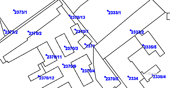 Parcela st. 2371 v KÚ Chomutov I, Katastrální mapa