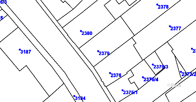 Parcela st. 2379 v KÚ Chomutov I, Katastrální mapa