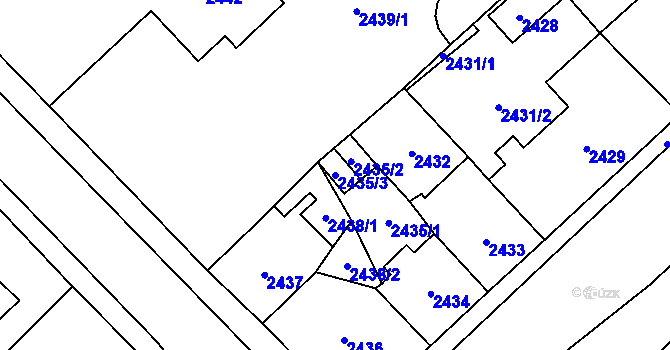 Parcela st. 2435/3 v KÚ Chomutov I, Katastrální mapa