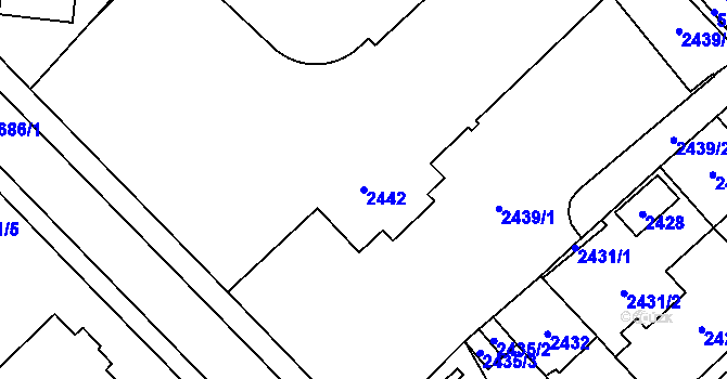 Parcela st. 2442 v KÚ Chomutov I, Katastrální mapa