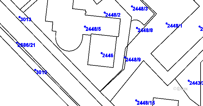 Parcela st. 2446 v KÚ Chomutov I, Katastrální mapa