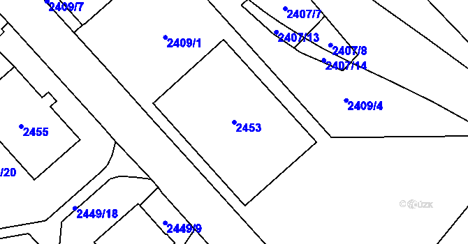 Parcela st. 2453 v KÚ Chomutov I, Katastrální mapa
