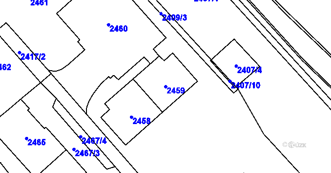 Parcela st. 2459 v KÚ Chomutov I, Katastrální mapa