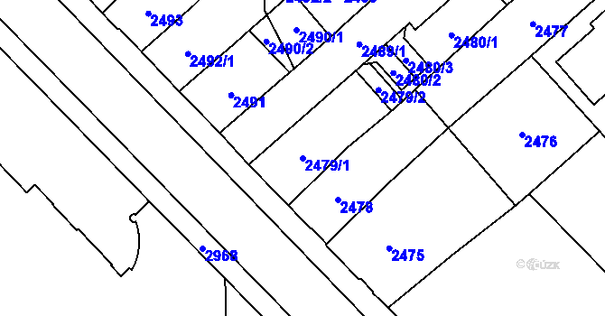 Parcela st. 2479/1 v KÚ Chomutov I, Katastrální mapa