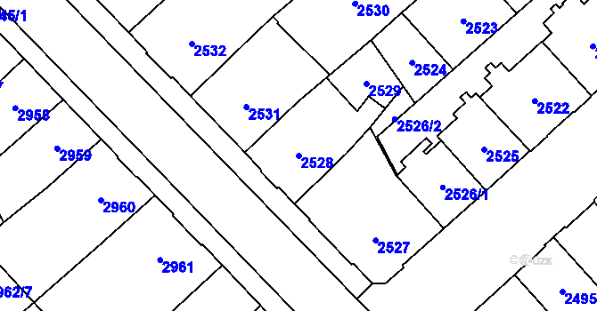Parcela st. 2528 v KÚ Chomutov I, Katastrální mapa