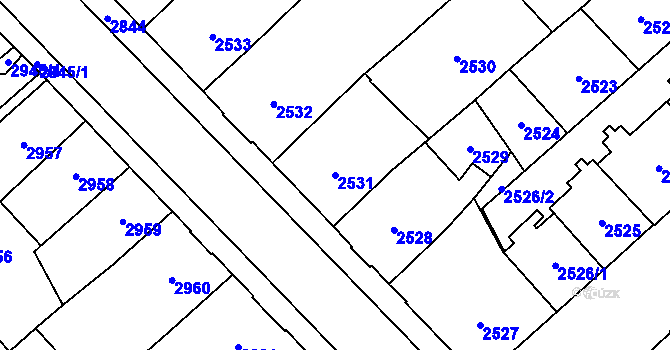 Parcela st. 2531 v KÚ Chomutov I, Katastrální mapa