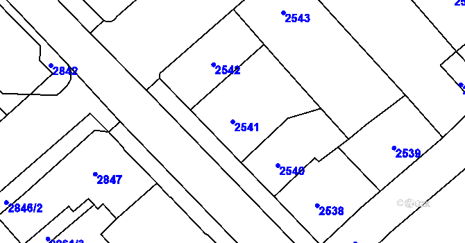 Parcela st. 2541 v KÚ Chomutov I, Katastrální mapa