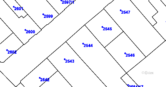 Parcela st. 2544 v KÚ Chomutov I, Katastrální mapa
