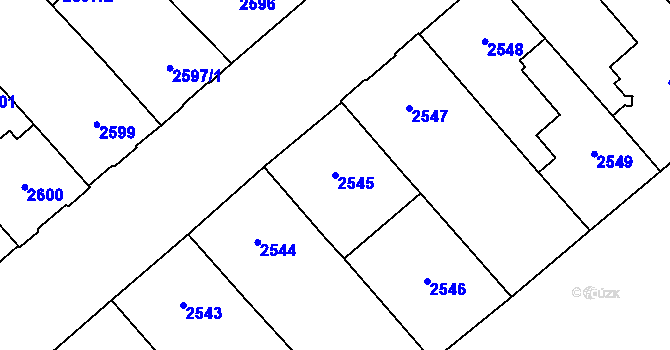 Parcela st. 2545 v KÚ Chomutov I, Katastrální mapa