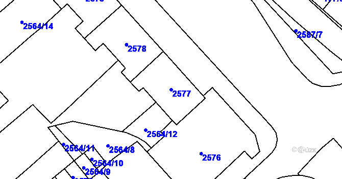 Parcela st. 2577 v KÚ Chomutov I, Katastrální mapa