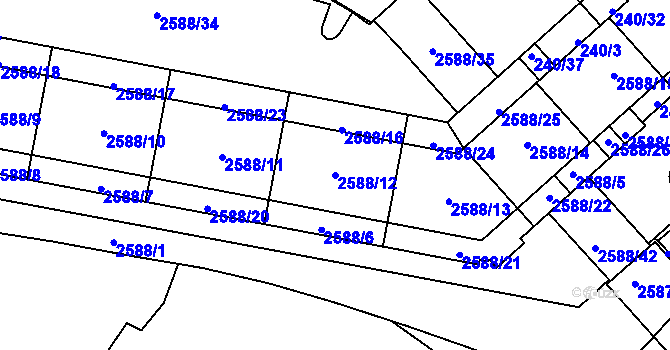 Parcela st. 2588/12 v KÚ Chomutov I, Katastrální mapa