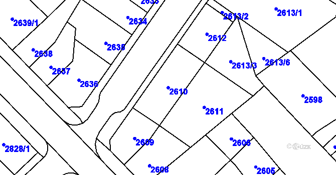 Parcela st. 2610 v KÚ Chomutov I, Katastrální mapa