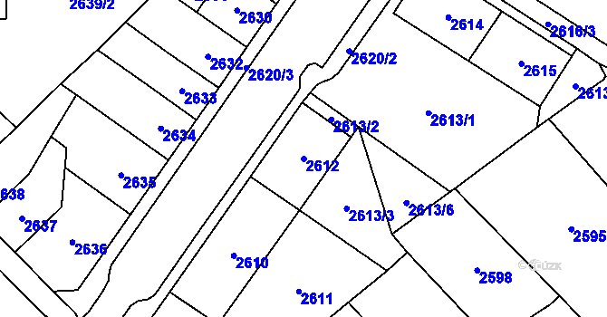 Parcela st. 2612 v KÚ Chomutov I, Katastrální mapa