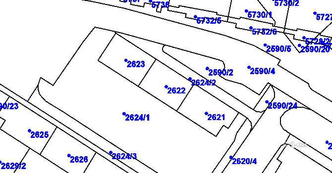 Parcela st. 2622 v KÚ Chomutov I, Katastrální mapa