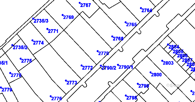 Parcela st. 2770 v KÚ Chomutov I, Katastrální mapa