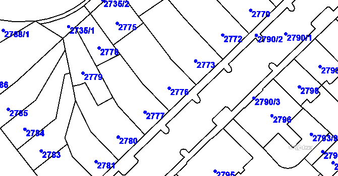 Parcela st. 2776 v KÚ Chomutov I, Katastrální mapa