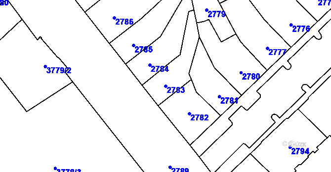 Parcela st. 2783 v KÚ Chomutov I, Katastrální mapa