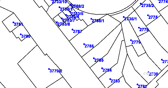 Parcela st. 2786 v KÚ Chomutov I, Katastrální mapa