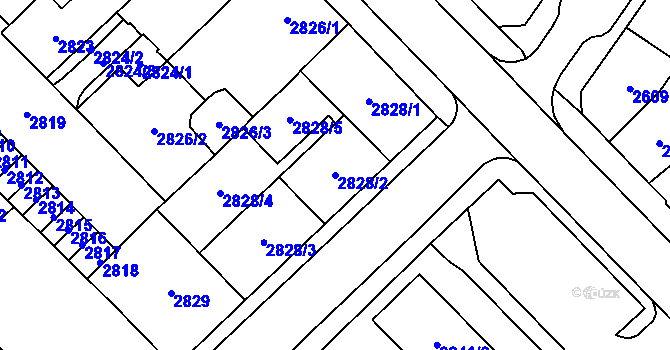 Parcela st. 2828/2 v KÚ Chomutov I, Katastrální mapa
