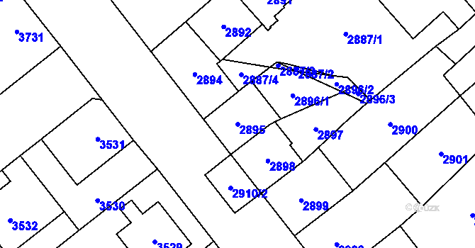 Parcela st. 2895 v KÚ Chomutov I, Katastrální mapa