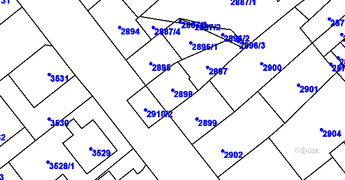 Parcela st. 2898 v KÚ Chomutov I, Katastrální mapa