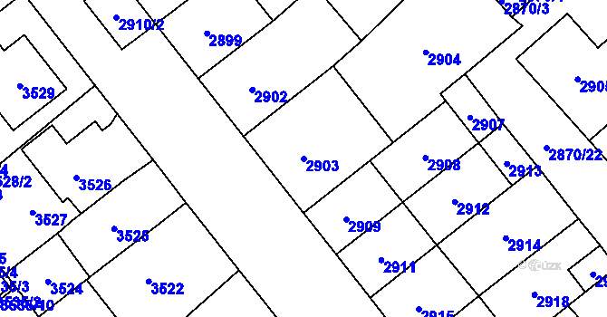 Parcela st. 2903 v KÚ Chomutov I, Katastrální mapa