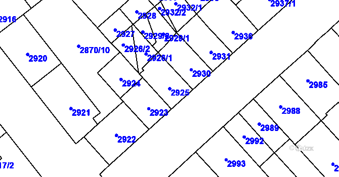 Parcela st. 2925 v KÚ Chomutov I, Katastrální mapa